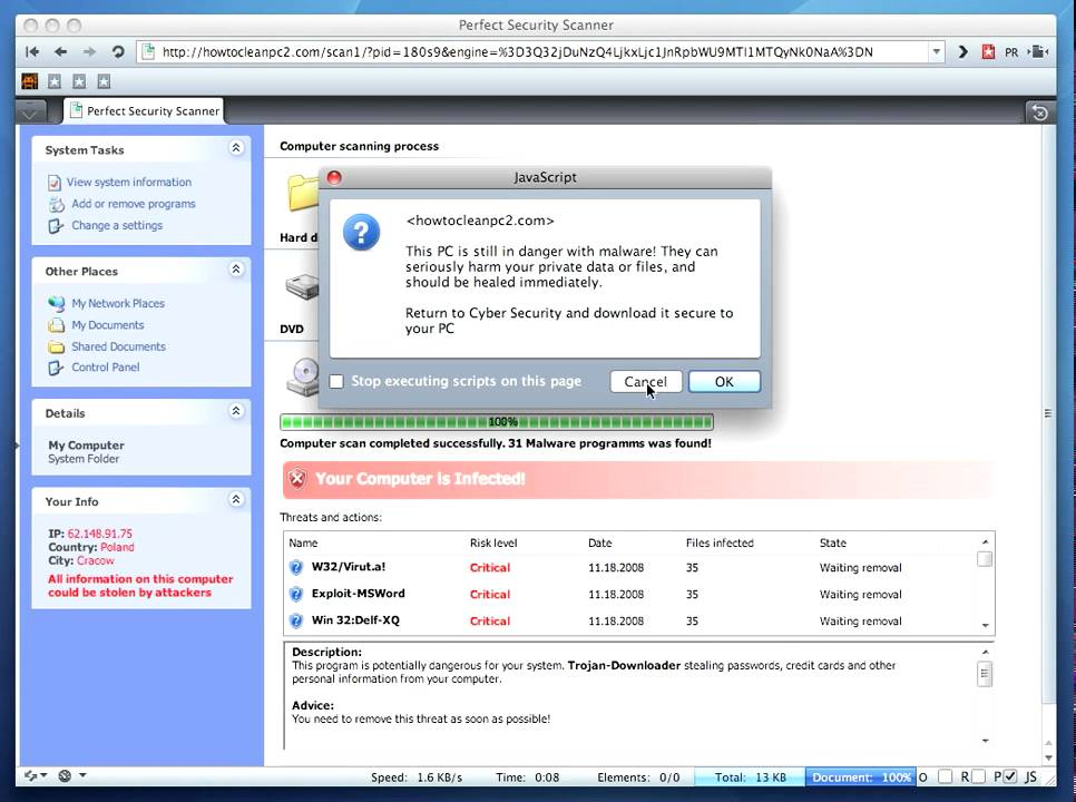 Rouge-antivirus infection (drive-by download)