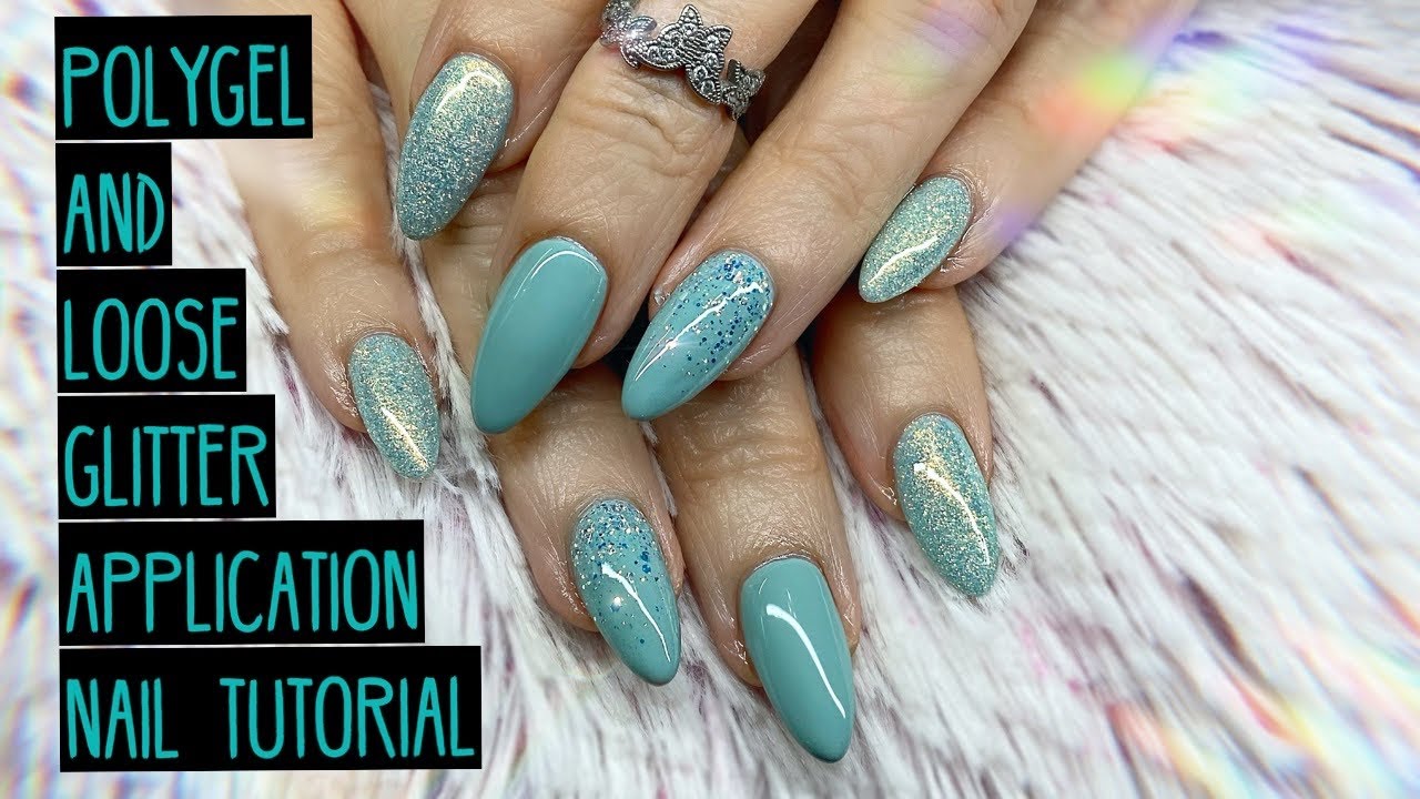 PolyGel Almond Nails with Loose Glitter Application