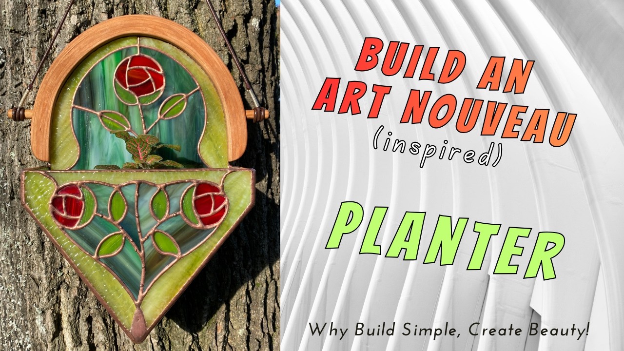 Art Nouveau Inspired Stained Glass Wall Planter | Mackintosh Rose Design