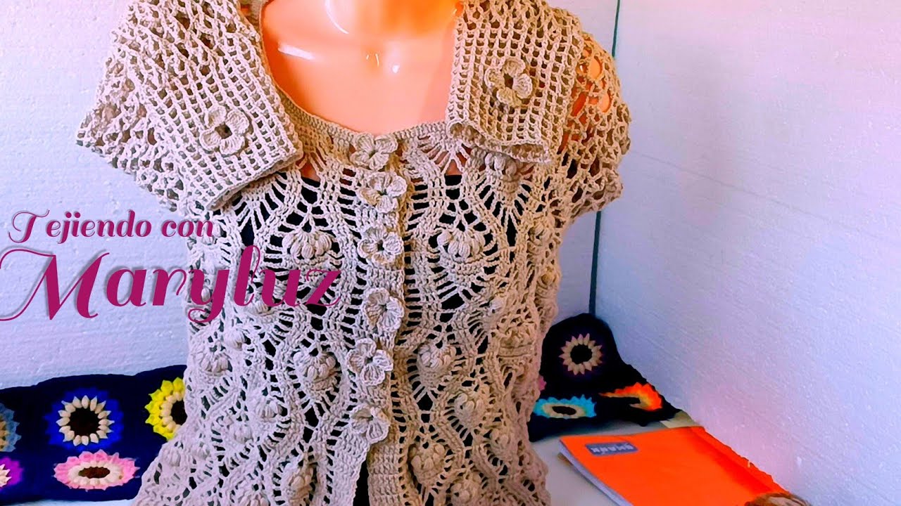 chompita a blusa con hojas tejido a crochet