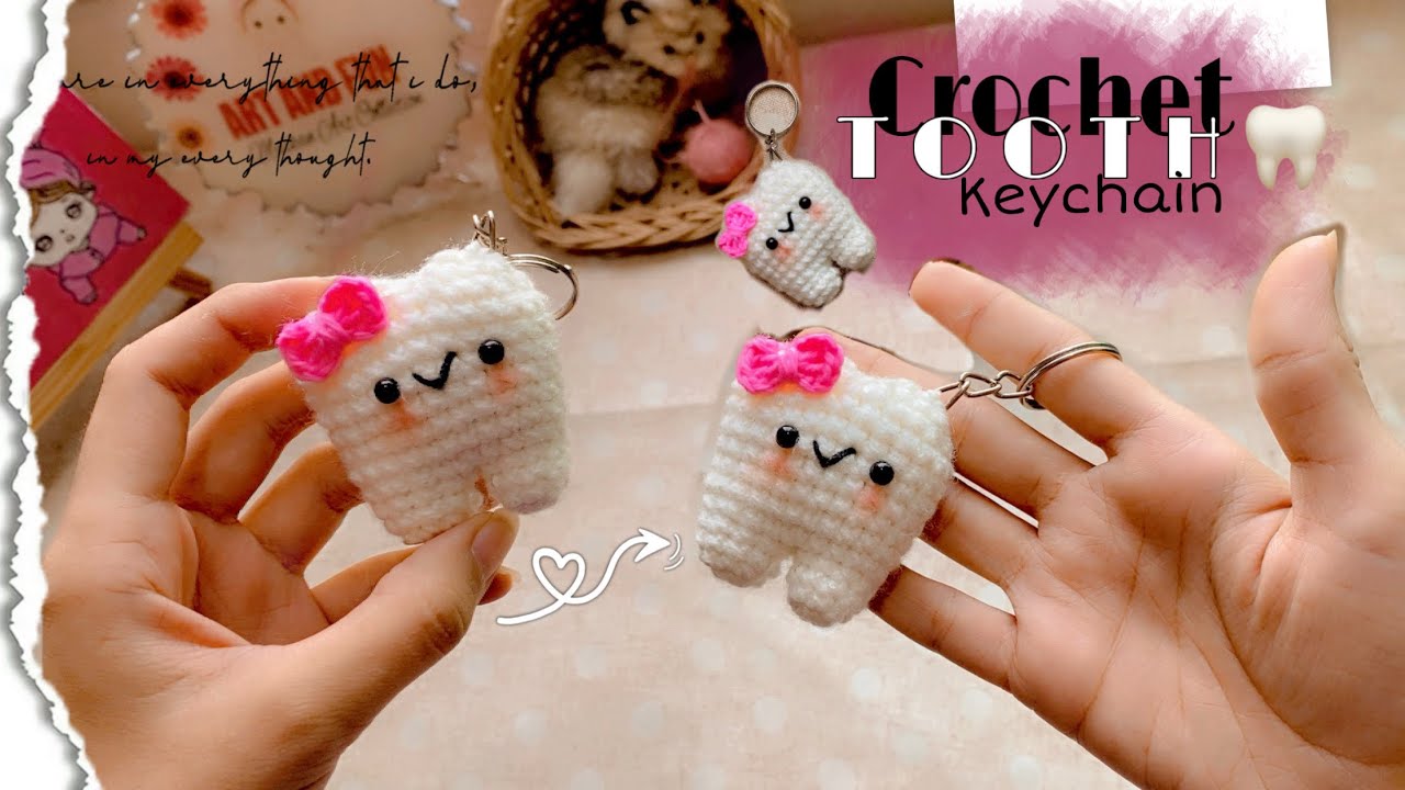Crochet Tooth 🦷 Keychain | easy crochet tooth | crochet amigurumi keychains #youtubevideos #views 