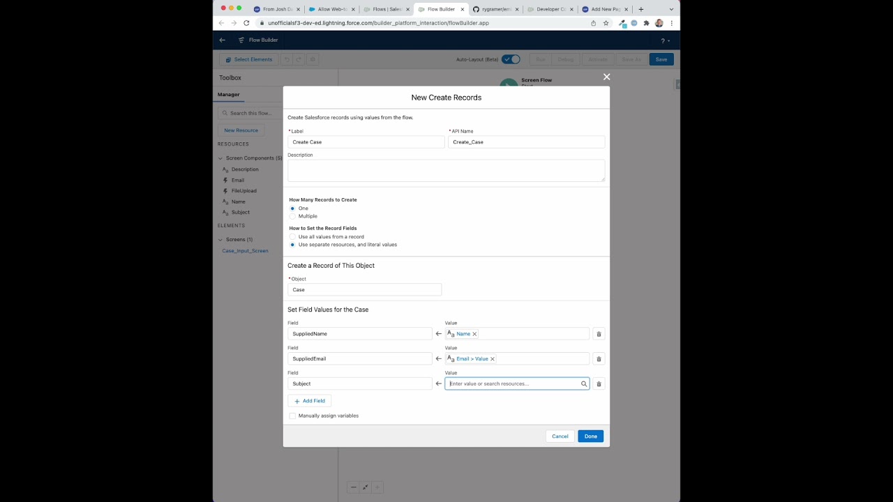 Salesforce Web to Case with File Attachments Using Flow and 'File Upload Improved'