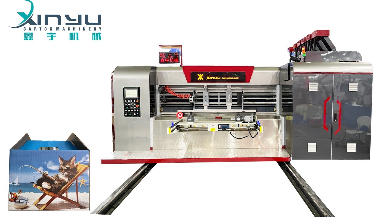 Machine de d&eacute;coupe et de rainurage d'impression flexo 4 couleurs &agrave; grande vitesse #davidxinyu#carton