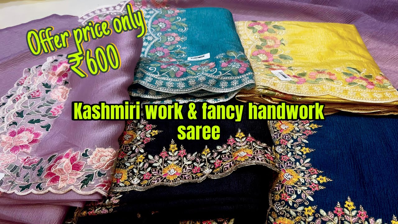 Premium handwork fancy partywear saree | Kashmiri work saree in very cheap price | 