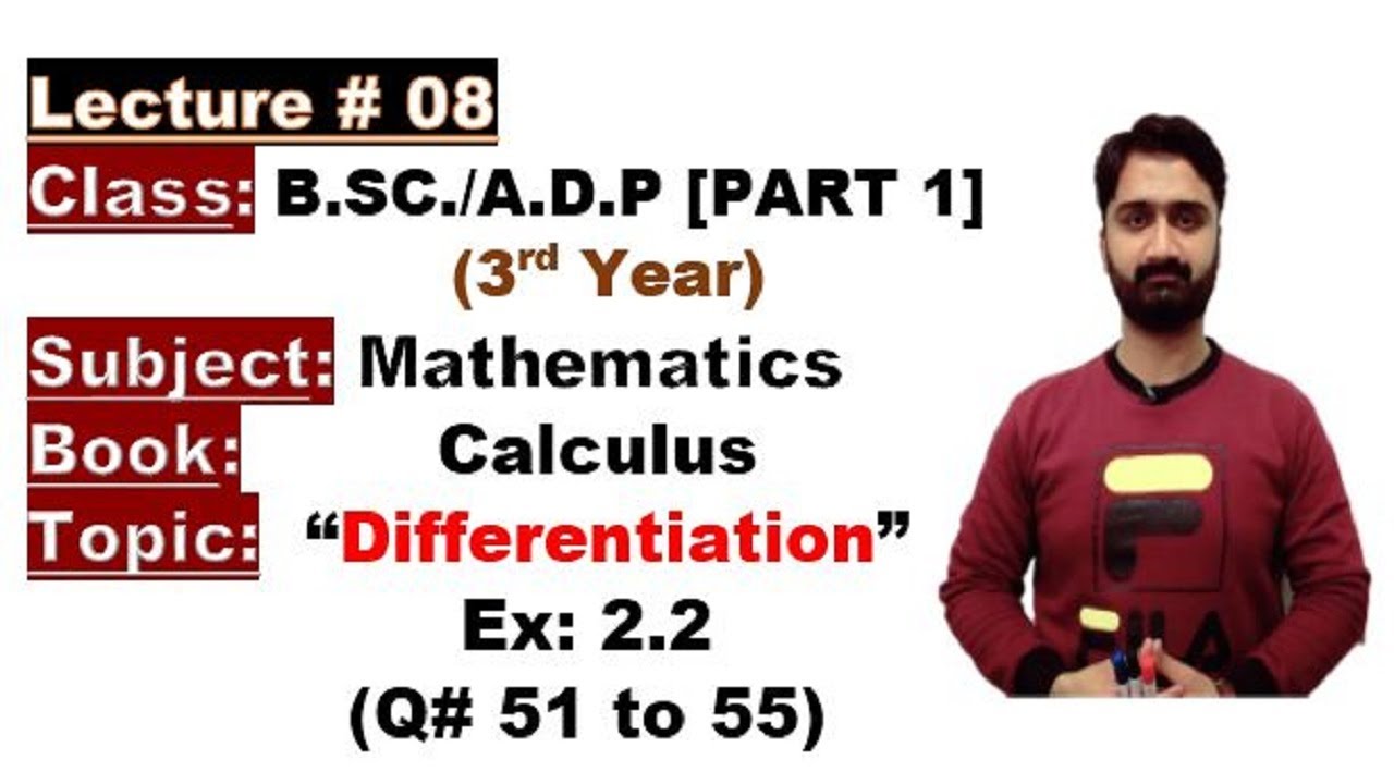 Online Math|BSC/ADP|3rd Yr|Part 1|Calculus|Ch#02|Ex:2.2|Differentiation (Q#51to55)Punjab University