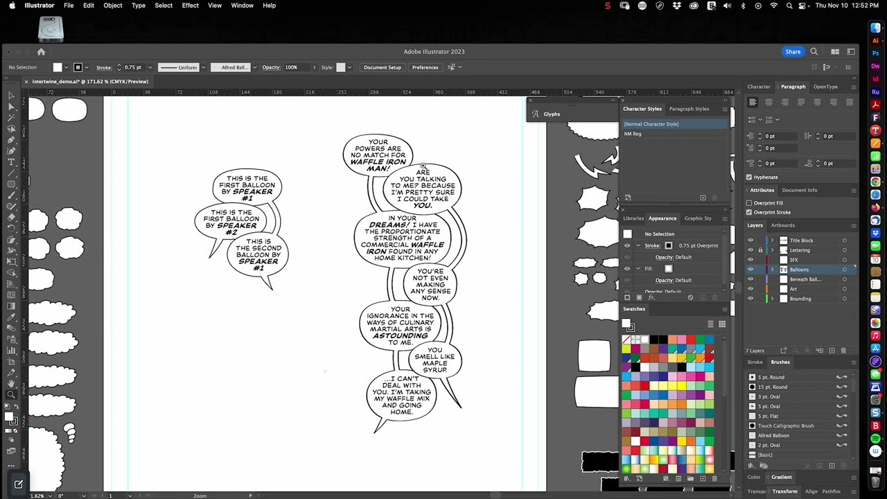 Adobe Illustrator's New Intertwine Tool used with Comic Book Balloons