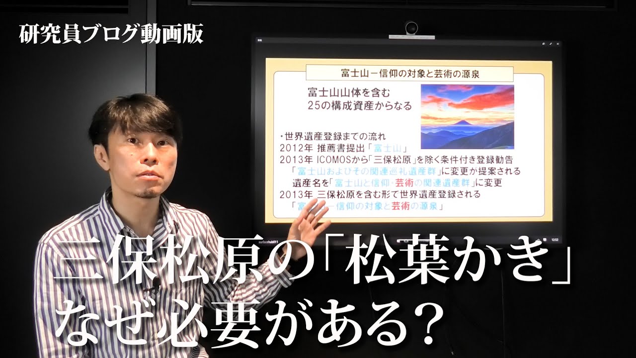 研究員ブログ動画版　三保松原での「松葉かき」はなぜ必要なの？