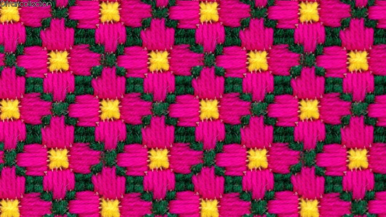 Woolen cross stitch flower doormat design-how to make sitting mat design-stitch ason,rugs,tablemat