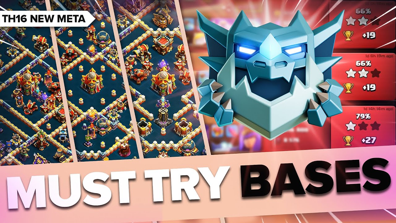 Top 3 Best TH16 Anti 2 Star Ranked Bases with Base Links