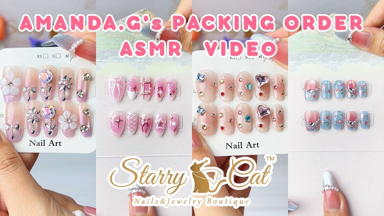 STARRY CAT MINIMALIST NAIL PACKING ASMR | CALM WRAPPING & BOX CLOSING