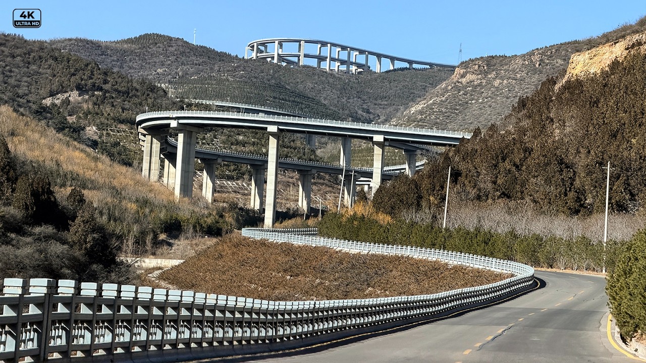 China Scenic Drive 4K | Sky Bridge Mountain Rd→Xishan Viewpoint |  Taiyuan City Panorama | No Music
