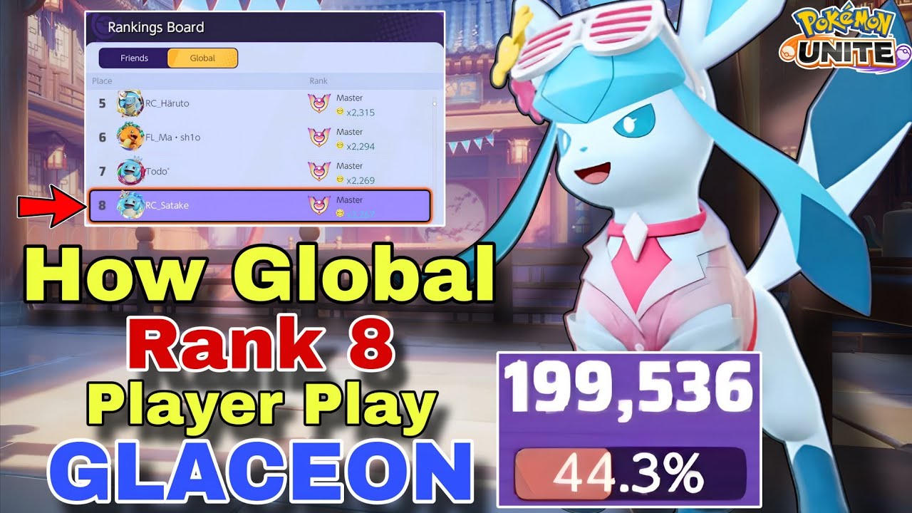 200k Damage | How Global Rank 8 Player Play ICICLE SPEAR GLACEON | Pokemon Unite