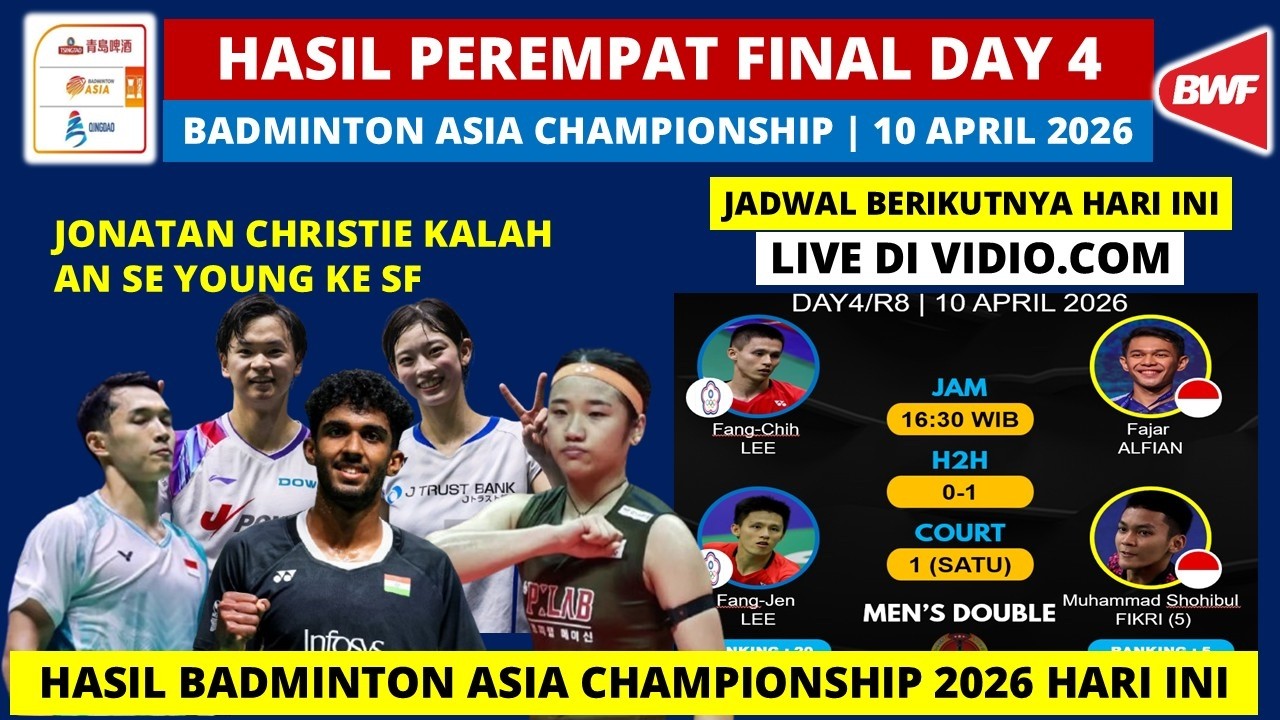 JONATAN CHRISTIE LOSES!! 2026 Badminton Asia Championship Quarterfinal Results: AN Se Young to SF