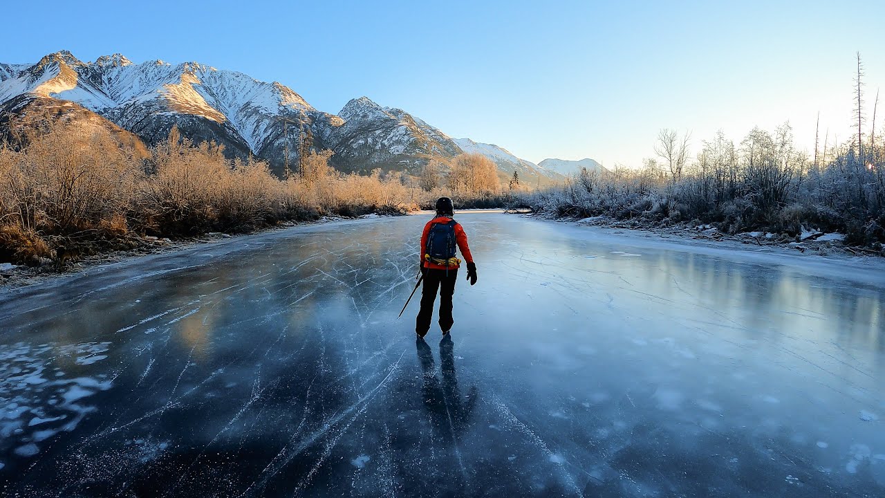 Ice Skating Jim Creek, Alaska