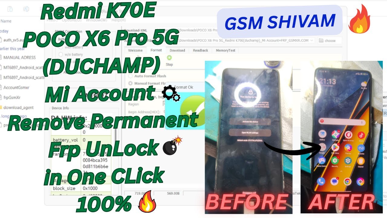 Redmi K70E/POCO X6 Pro 5G (DUCHAMP) Permanent  MI ACCOUNT UNLOCK MiCLOUD REMOVE 100% FIX Frp Unlock