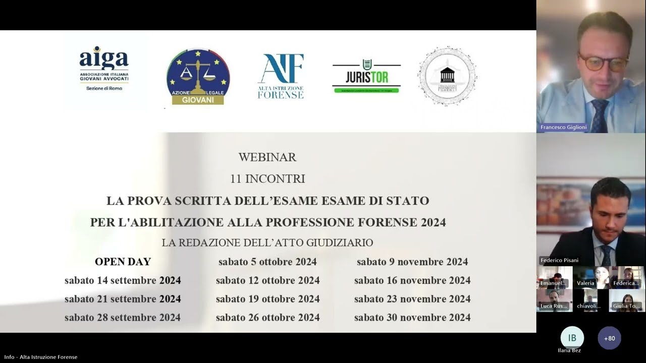 OPEN DAY WEBINAR 11 INCONTRI - PROVA SCRITTA ESAME AVVOCATO 2024