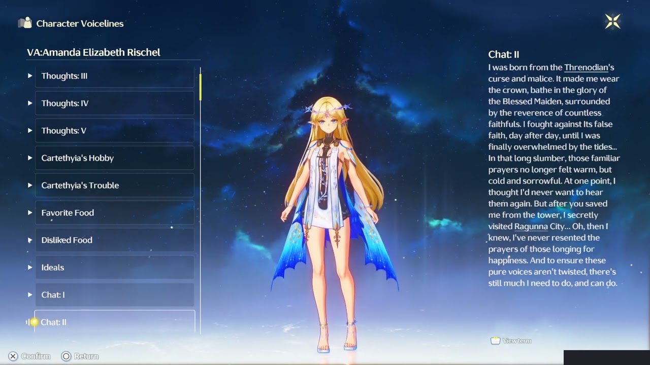 Wuthering Waves Cartethyia voice lines