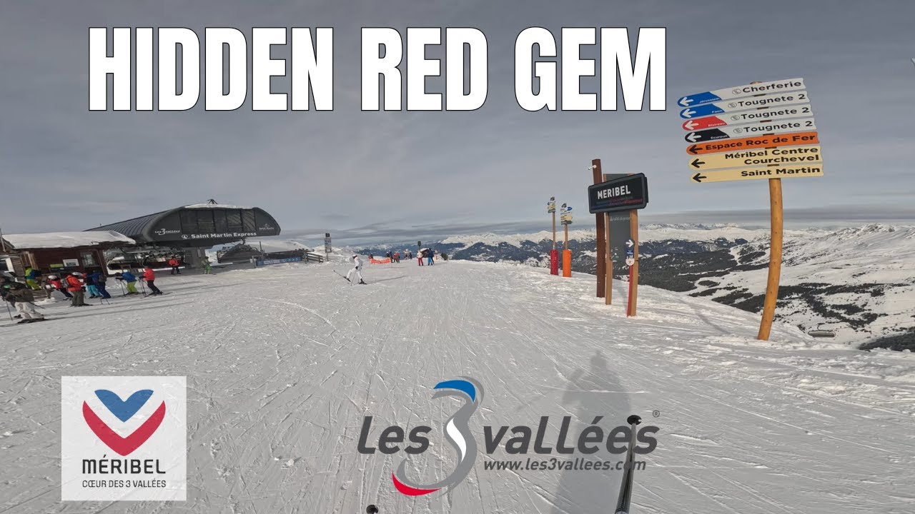 Skiing red piste 'Blaireau' in Les Menuires, Les 3 Vallées, GoPro 4k, 2026