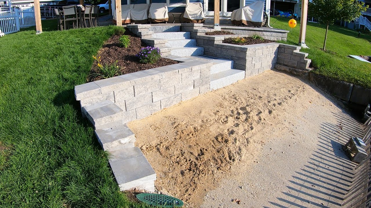 Building a Retaining Wall Granite Staircase