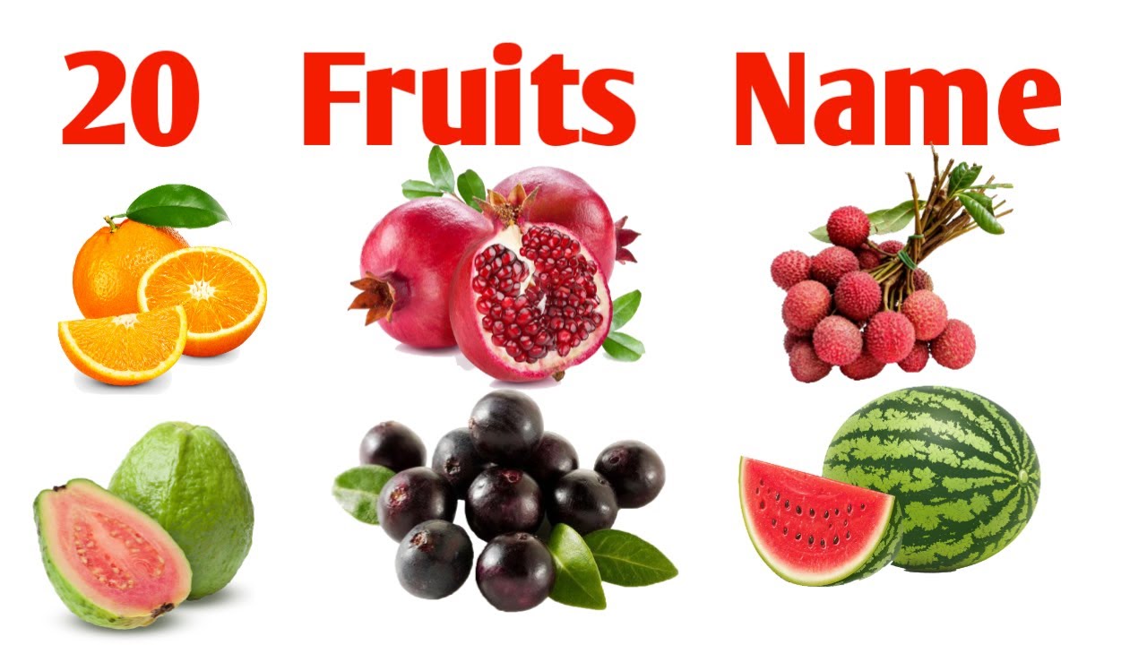फलों के नाम सीखें | 20 Fruits Names in English for Kids Vocabulary Learning Preschool Kindergarten