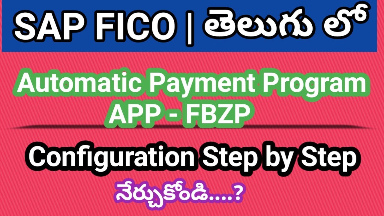 Automatic Payment Program (APP) in SAP FICO II APP Configuration with detailed explanation in Telugu