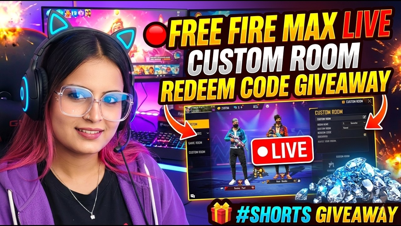 🔴 FREE FIRE MAX LIVE || CUSTOM ROOM REDEEM CODE GIVEAWAY || FREE FIRE LIVE STREAM #shoerts