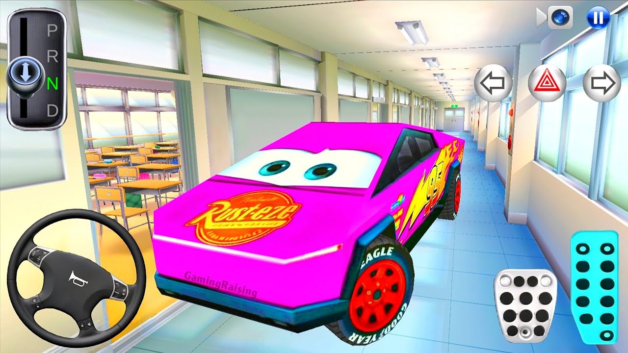 New Cybertruck McQueen Car in School Building - 3D Driving Class - 3D Driving Class Game - Car Game