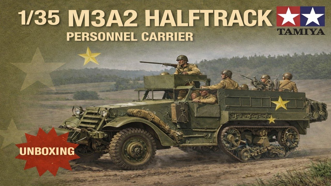 Распаковка модели Tamiya 1/35 M3A2 Halftrack