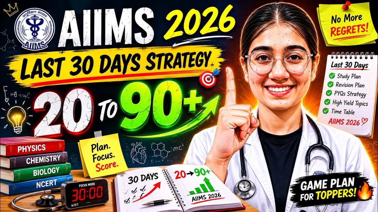 AIIMS 2026 Last 30 Days Strategy 🔥 | How to score from 20 to 90+? Complete Study Plan