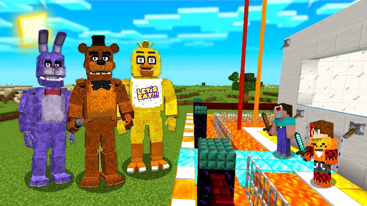 RODZINA FREDDY z FNAF vs TAJNA BAZA w Minecraft!