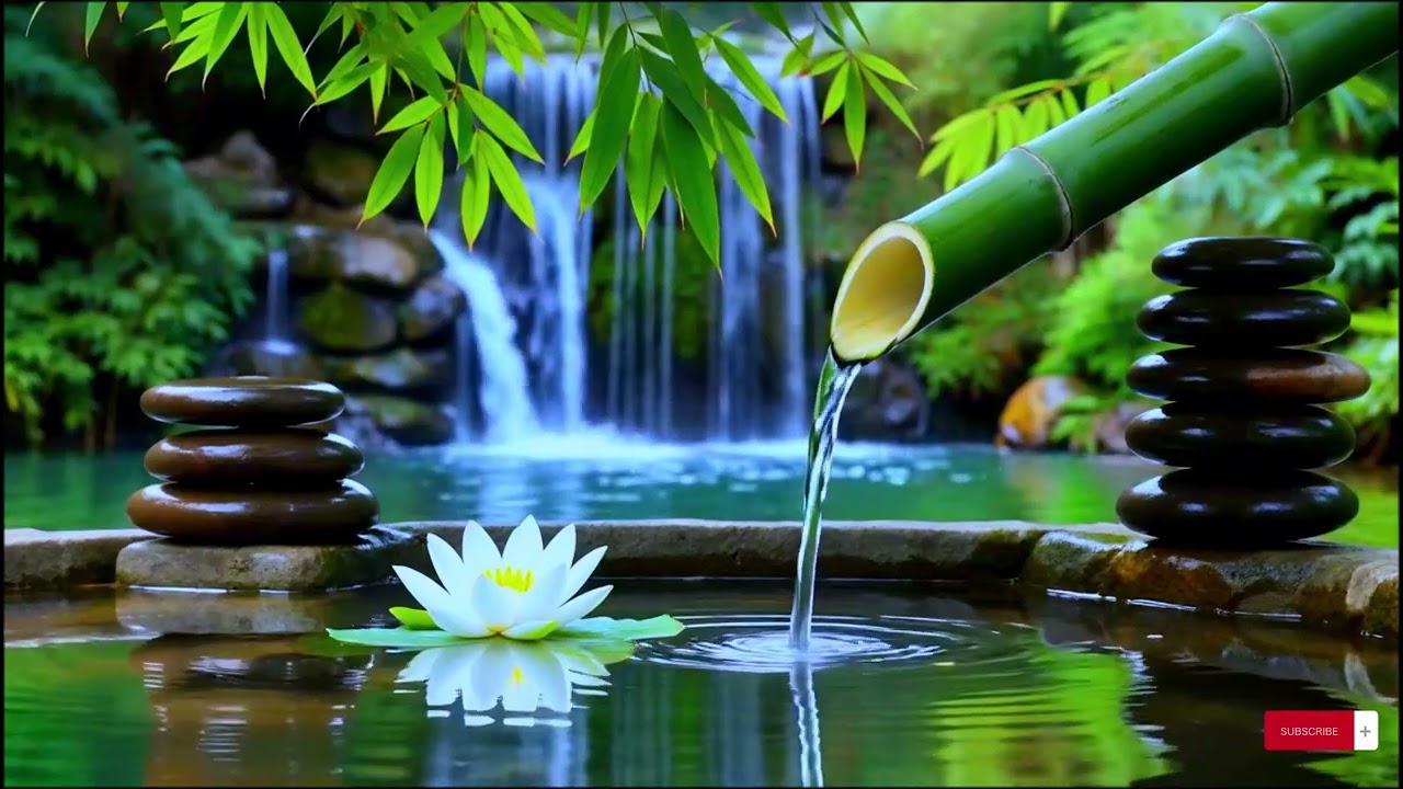 Relaxing Nature Sounds 🌿 Piano & Bamboo Water for Sleep 3 Hours