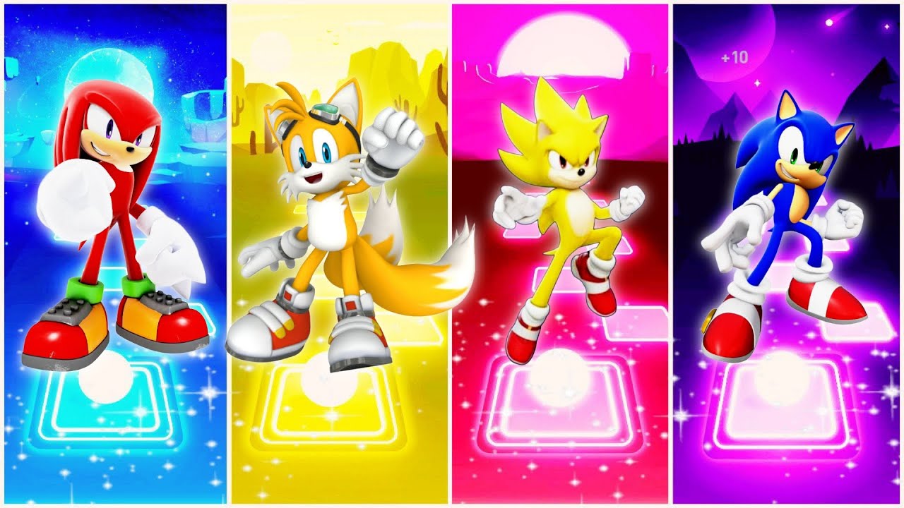 Knuckles 🆚 Tails 🆚Super Sonic 🆚 Sonic| Tiles Hop EDM Rush