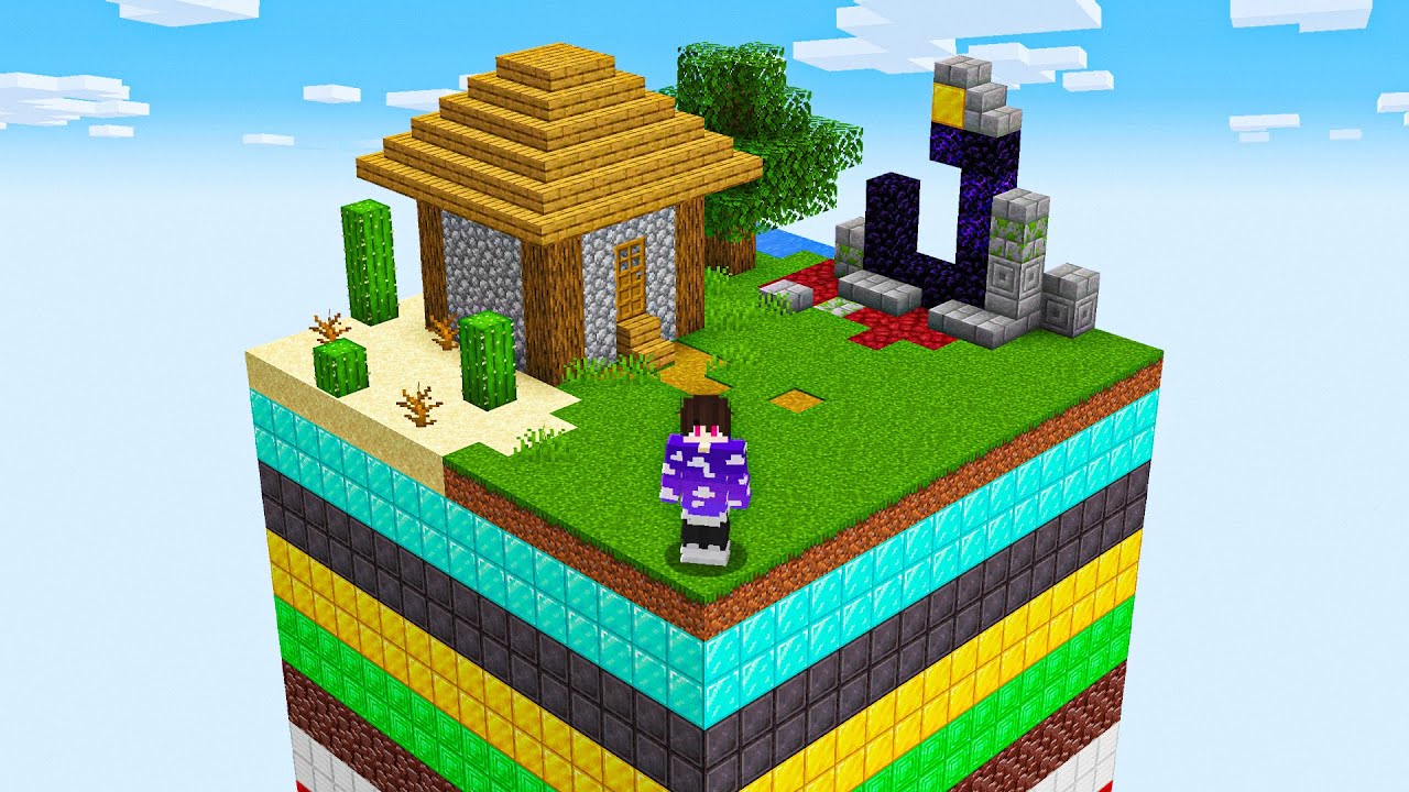 O MUNDO DO MINECRAFT SÓ TEM UMA CHUNK COM CAMADAS OP!