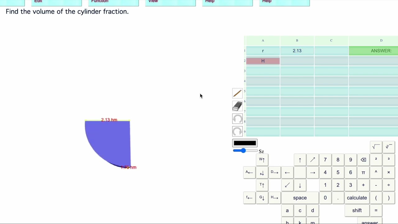 Level 25: Volume of 1/4 of a cylinder