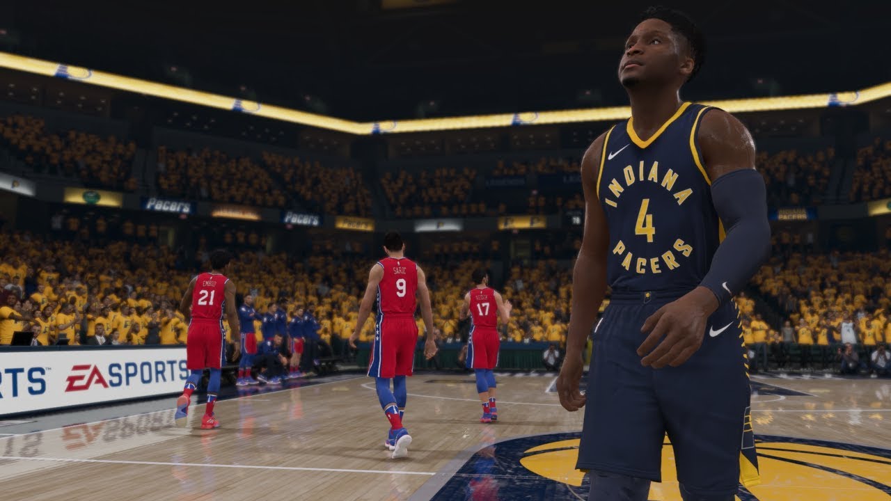 NBA Live 19: Pacers vs Sixers - 4thQ No Commentary | Sabonis Tired of the Refs