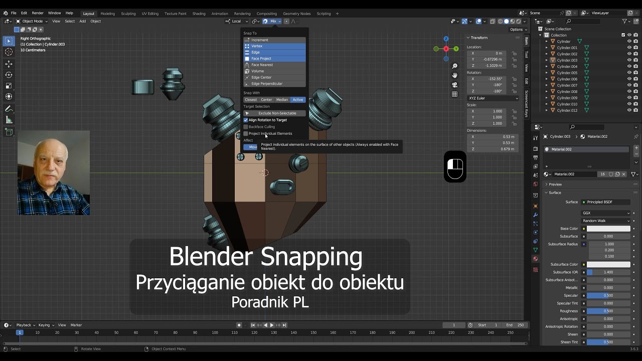 Blender Snapping Przyciąganie obiekt do obiektu Poradnik PL