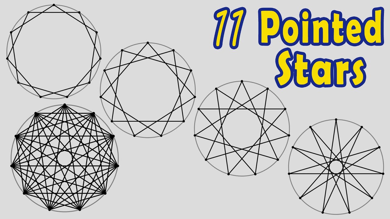 How to Draw an Eleven Pointed Star (11/2 - 11/3 - 11/4 and 11/5)