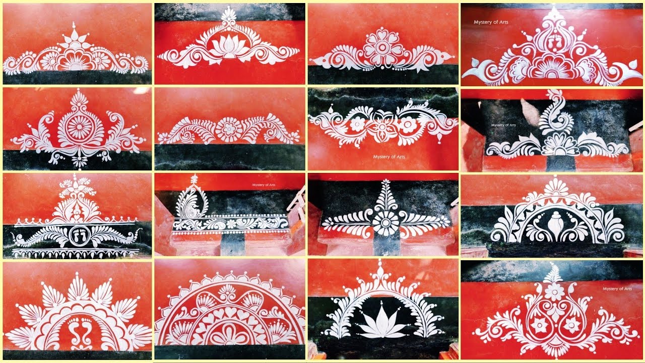 Top 35 Doorside alpona design for Saraswati Puja/Unique door side rangoli/Odia jhoti Chita laxmipuja