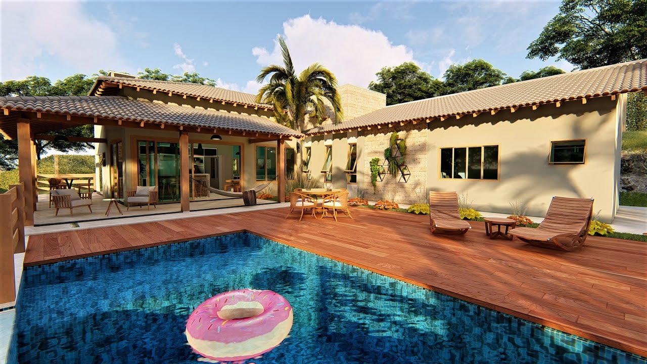 ( P - 050 ) PROJETO DE CASA EM L - CASA COM 3 SUITES