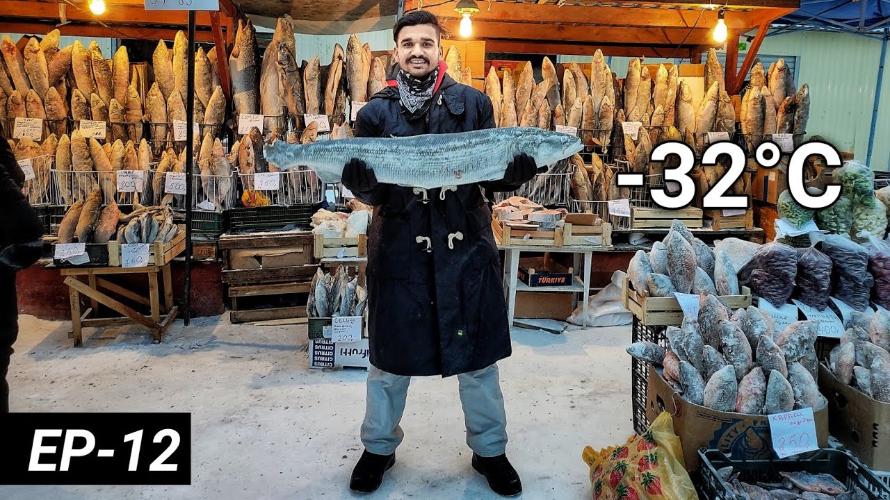 Local Outdoor Market in Yakutsk / Frozen Fish in -32&deg;C