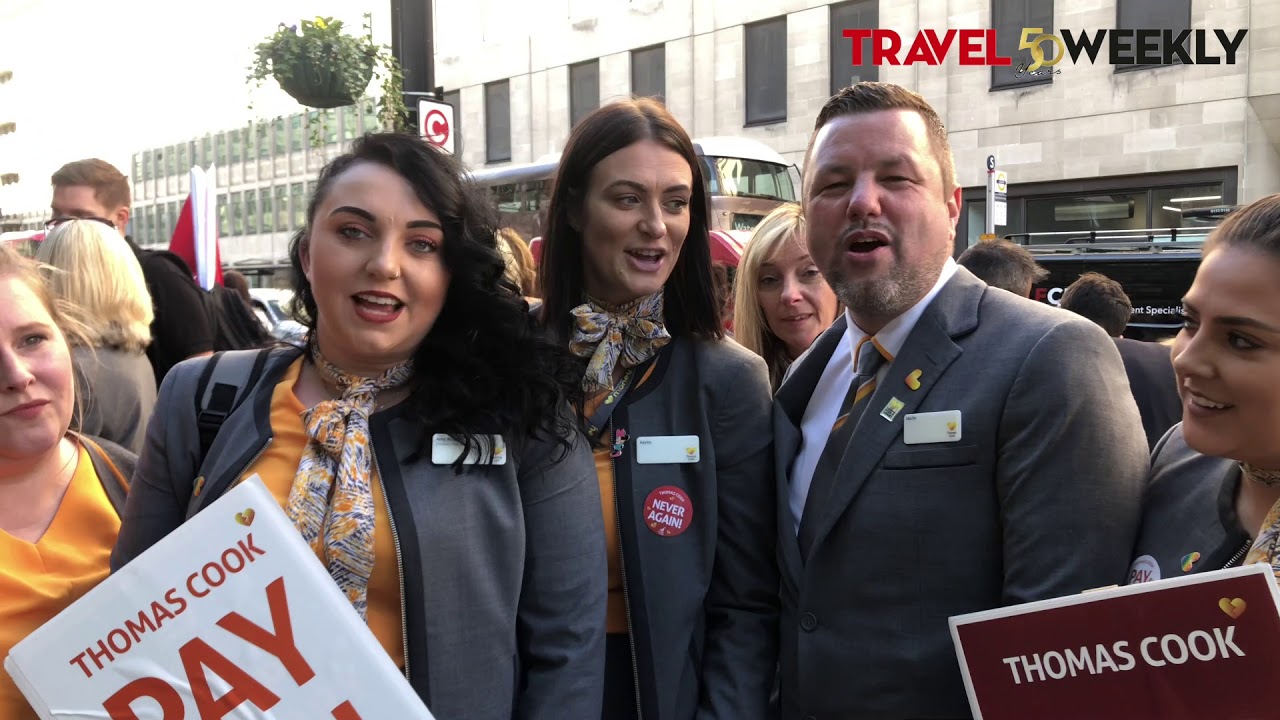 Thomas Cook staff protest in Westminster demanding government action