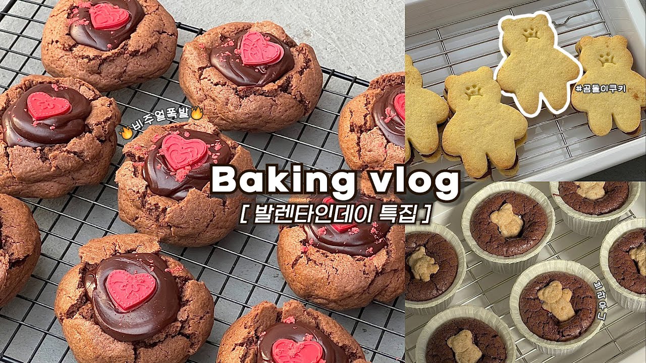 ENG)🎁발렌타인데이선물: 하루종일 꾸덕한 선물용 초코 디저트 만드는 브이로그🍫/선물용디저트, 선물용쿠키/베이킹브이로그, baking vlog, dessert vlog