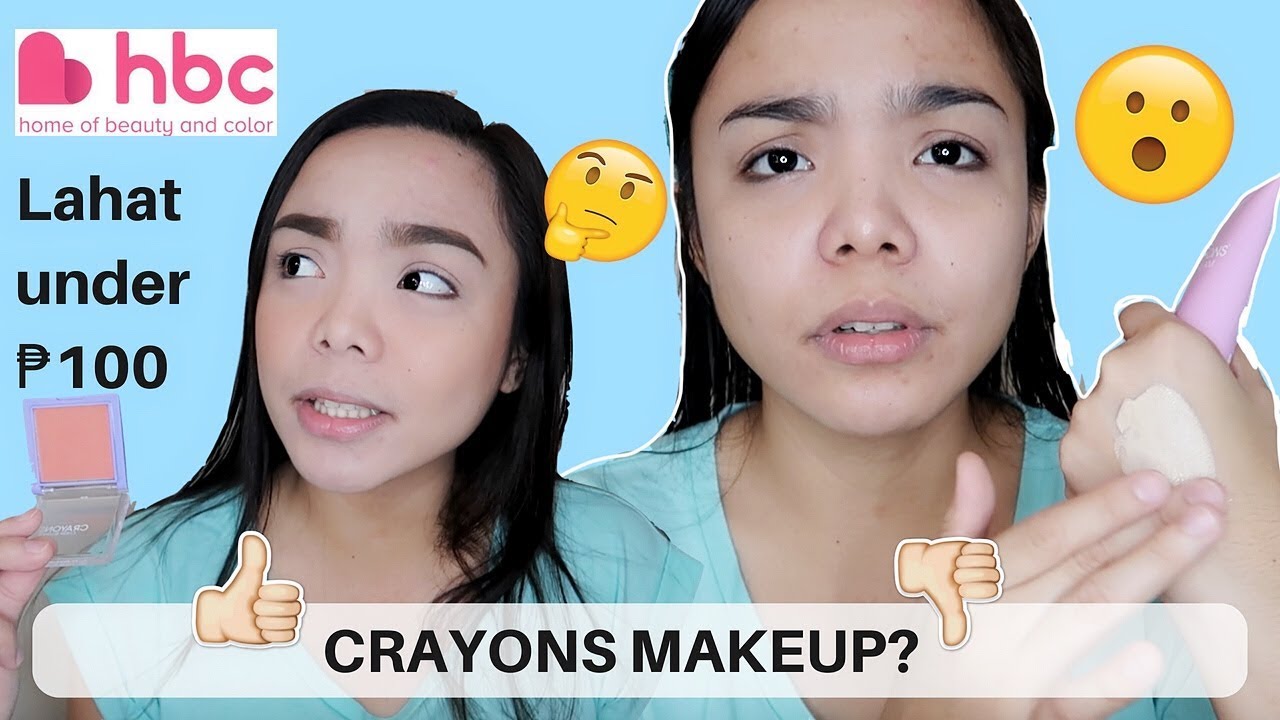₱100 BELOW | MURANG HBC CRAYONS MAKEUP?! OKAY KAYA? | BB Cream, Pressed Powder & Blush Review