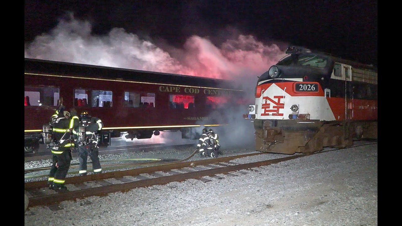 *** WATCH *** CAPE COD CENTRAL RAILROAD CAR CATCHES FIRE… FUELED BY STIFF WINDS
