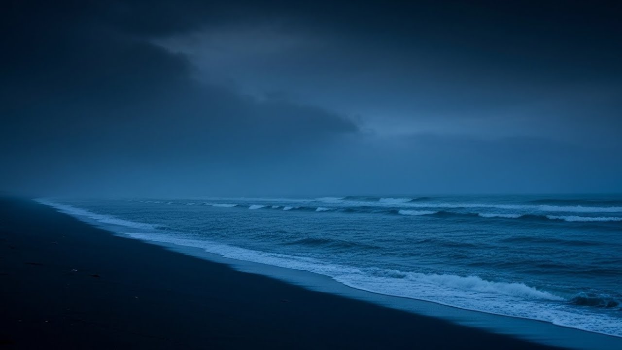 Quiet Night Ocean Ambience | Dark Screen for Emotional Balance at Night with Soft Night Sea Sounds
