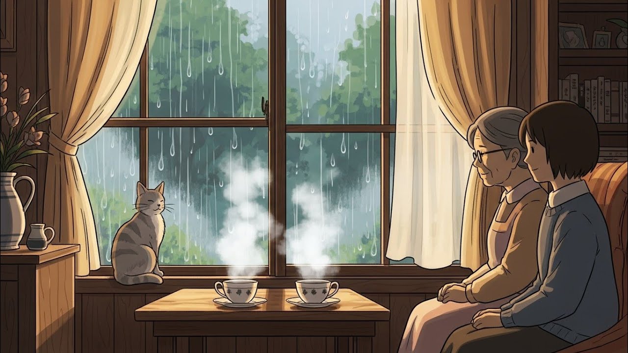 A Rainy Afternoon in the Old 🏠|A Rainy Afternoon in the old— Tea Steaming, Windows Breathing 🌧️ 🥂🐱🌳