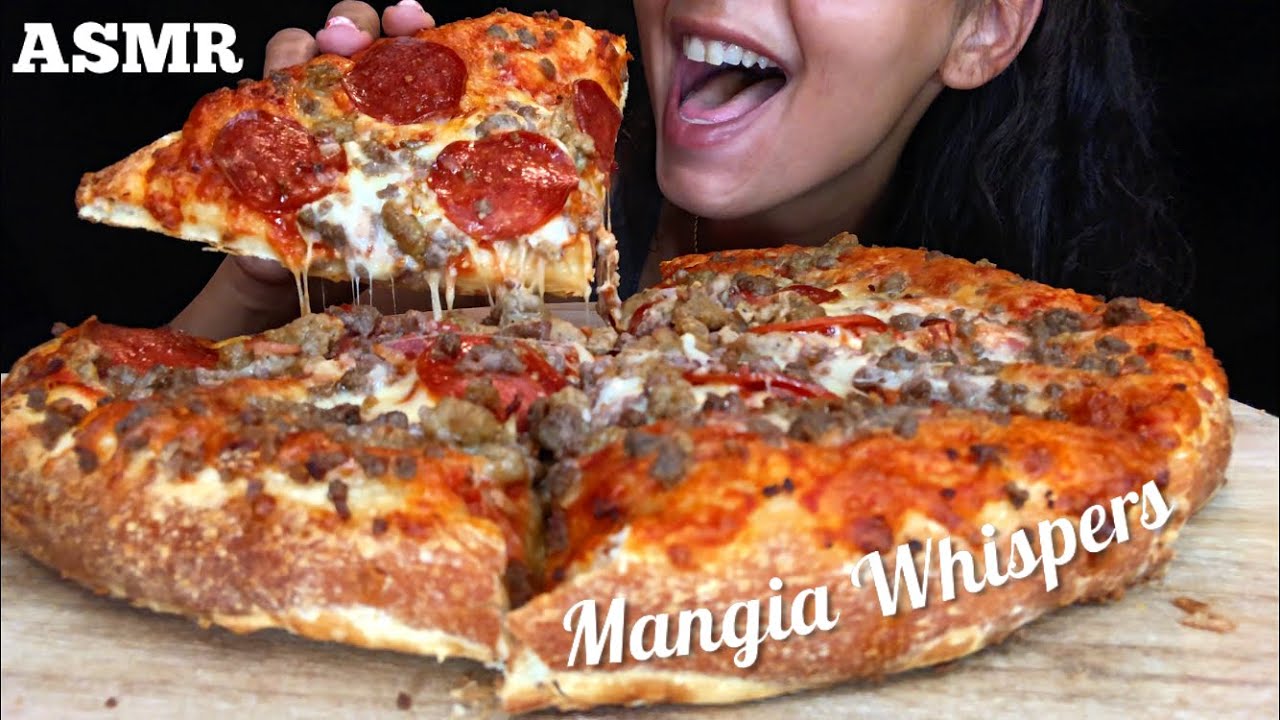 ASMR | EATING MEAT LOVER'S PIZZA! JUNE COLLAB | MUKBANG (WHIPSER) | MANGIA WHISPERS 먹방