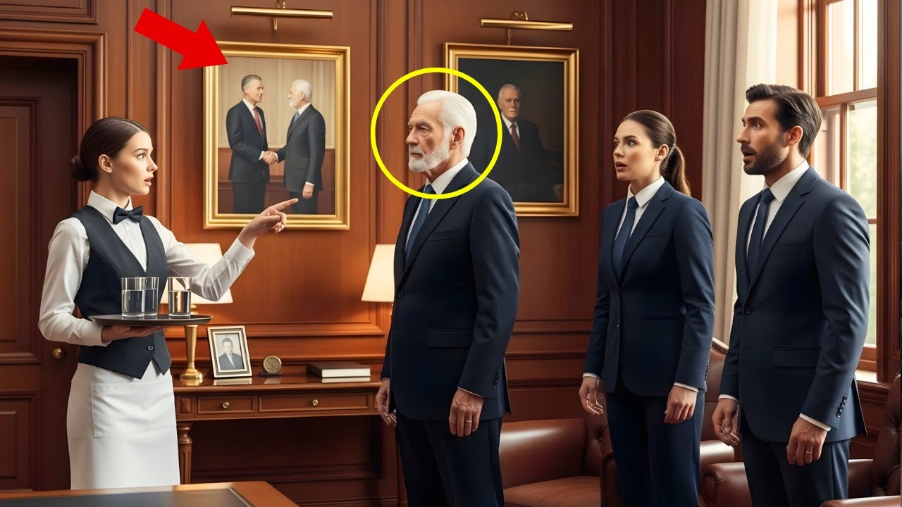 Waitress Points at the Wall: “Sir, Why Is My Father in Your Office Portrait?”—Billionaire Turns Pale