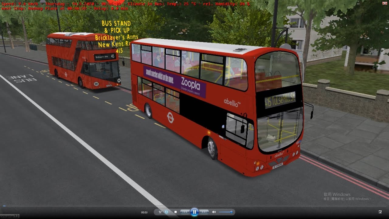 Omsi 2 tour (1756) London bus 415 Bricklayer's Arms - Kennington -  Tulse Hill  @ Volvo B7TL