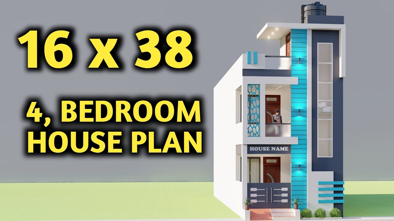 16X38 4 Bedroom Duplex House Plan,3D Small House Design,atoz house Design